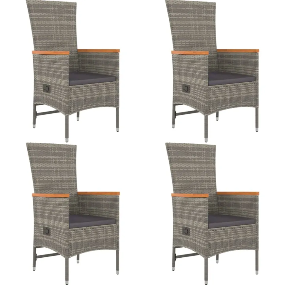 vidaXL 5-delige Tuinset met kussens poly rattan grijs, foto 3