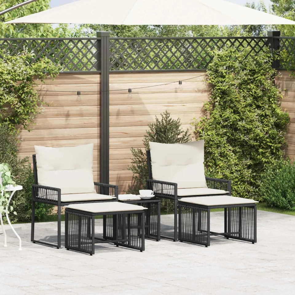 vidaXL Buitenmeubelset 11 st Zwart en Cream Wit poly rattan, foto 3