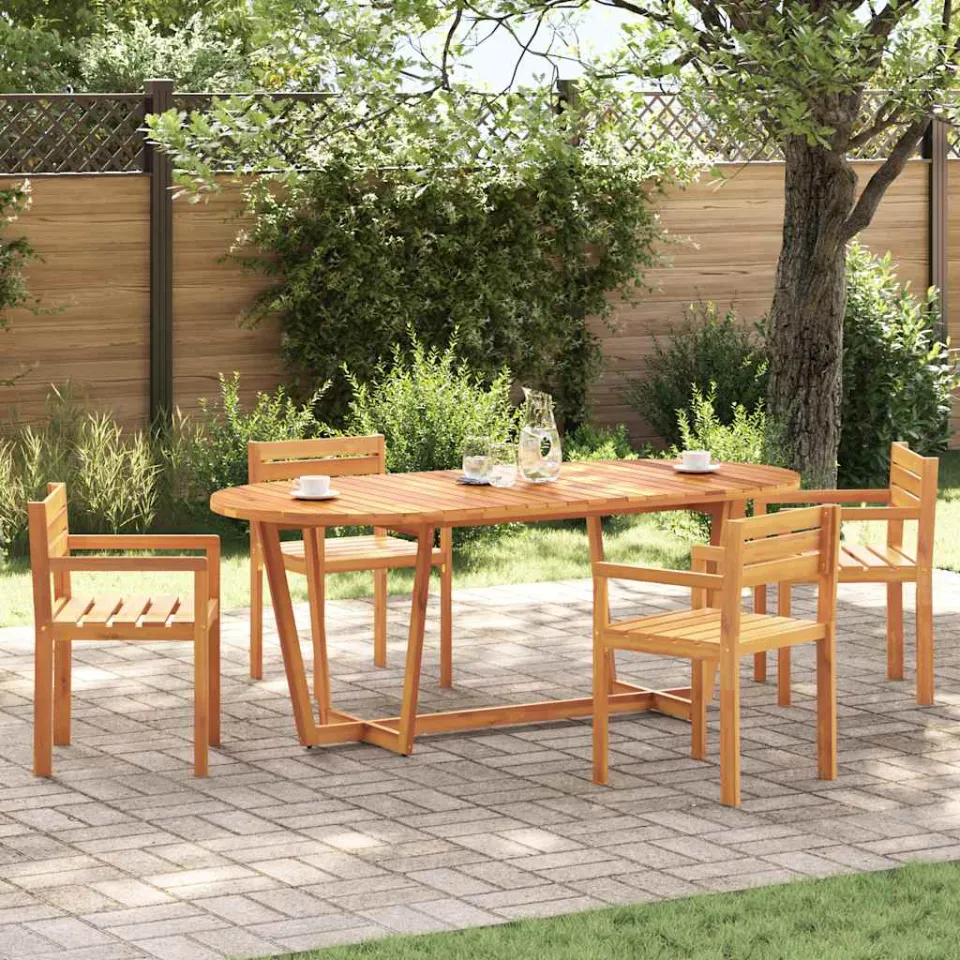 vidaXL Tuintafel ovaal 200x90x75 cm massief acaciahout bruin, foto 4