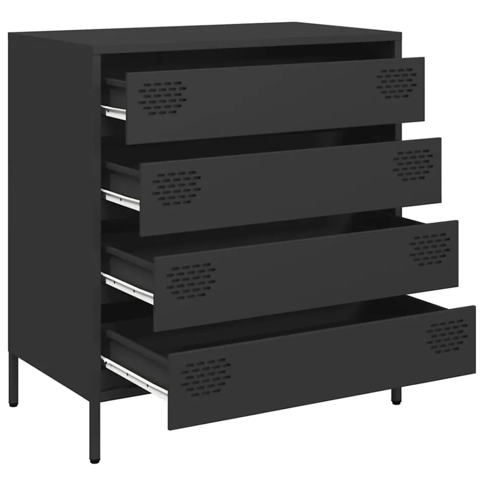 vidaXL Dressoir 68x39x73,5 cm koudgewalst staal zwart, foto 4