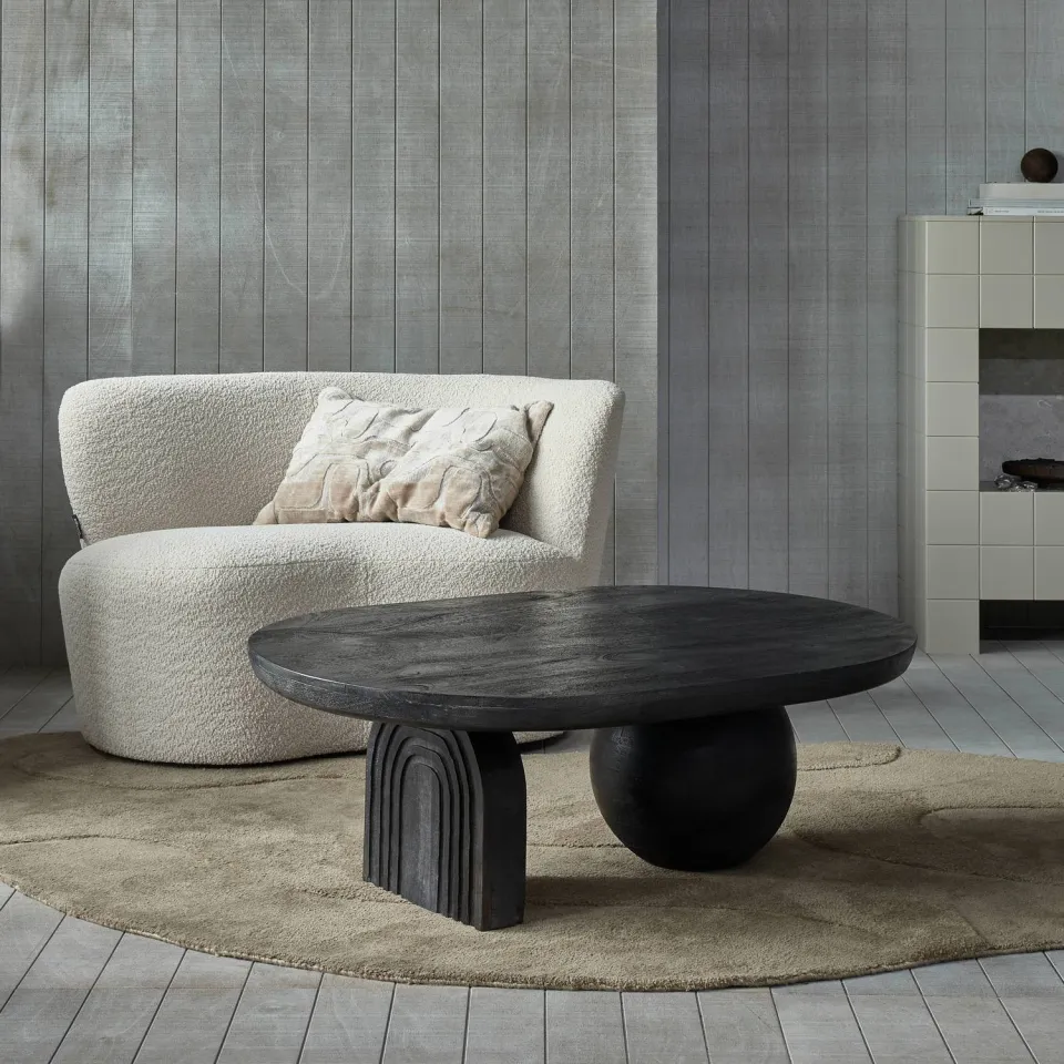 WOOOD Steppe Salontafel - Mango Hout - Zwart - 38x110x72, foto 5