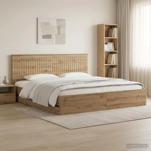 vidaXL Bed Frame with Storage and Headboard Artisan Oak 180 x 200 cm Bruin