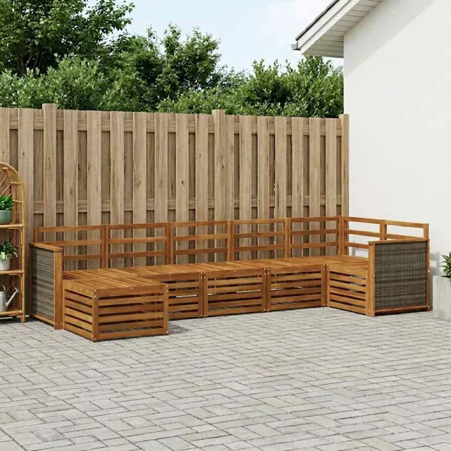 vidaXL Buiten bankenset 7 st 6-zits Naturel Massief Acaciahout
