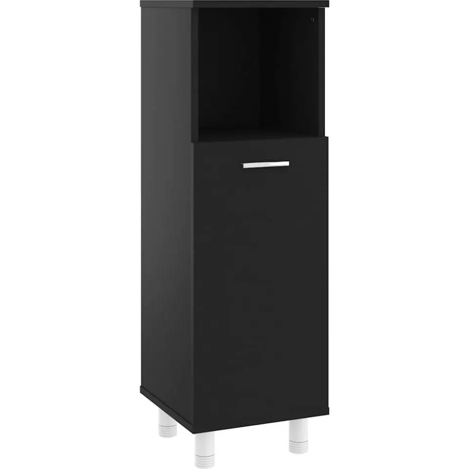 vidaXL Badkamerkast 30x30x95 cm bewerkt hout zwart