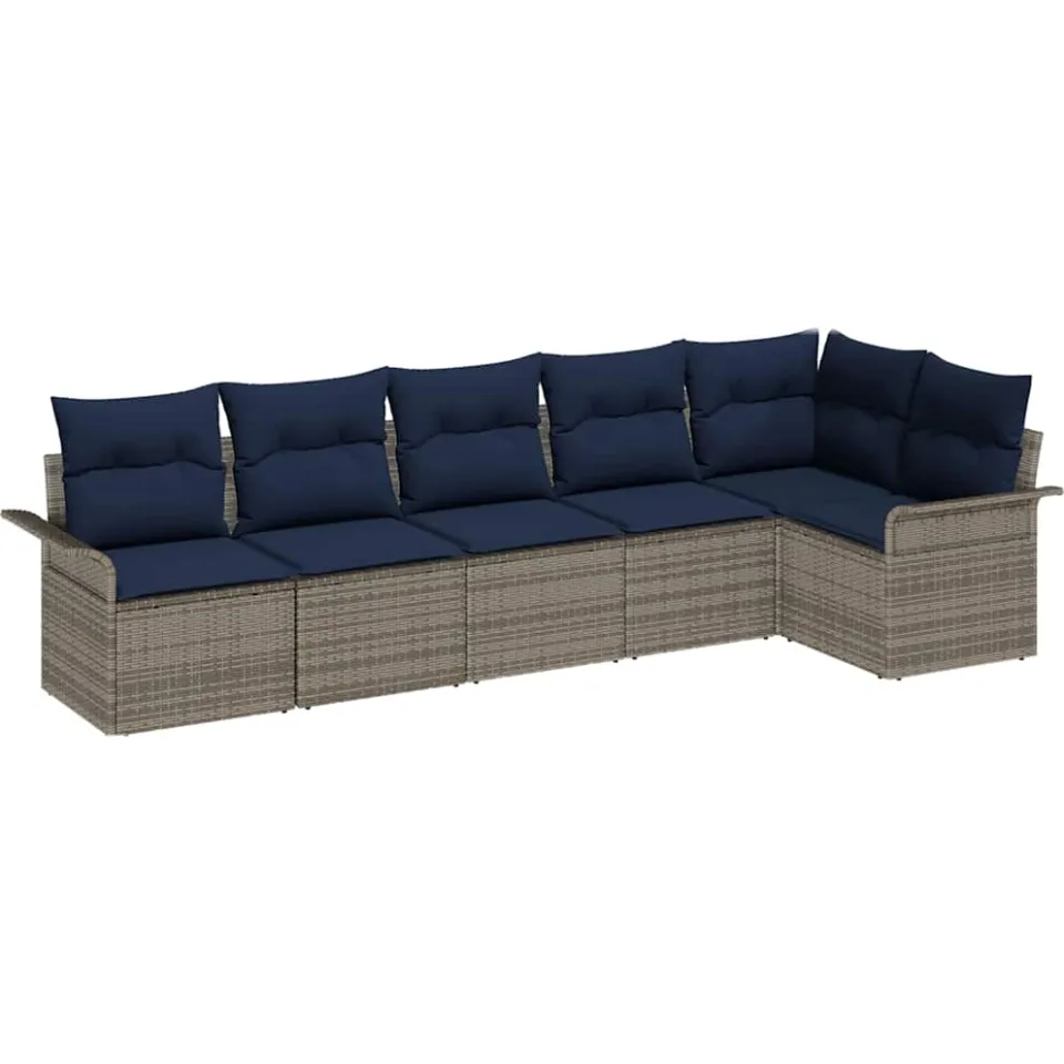 vidaXL Tuin Sofa Set 6 st Grijs poly rattan