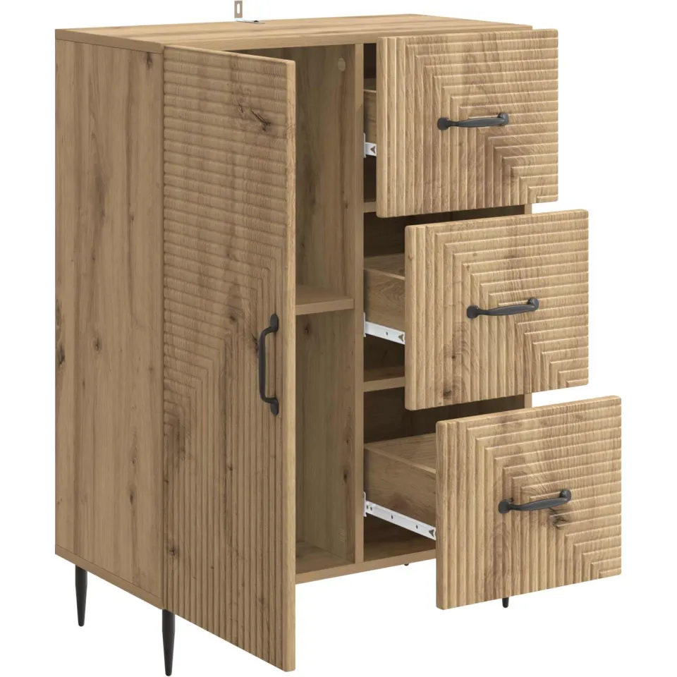 vidaXL Dressoir Artisanaal eiken 66 x 34,5 x 89,5 cm Bewerkt hout, foto 3