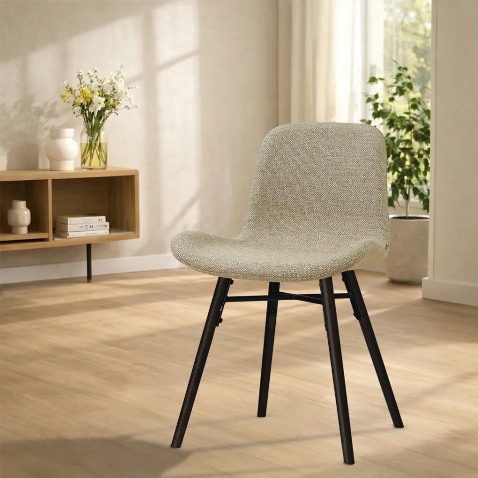 Nolon Nena-Fé eetkamerstoel taupe melange - zwart houten onderstel, foto 2