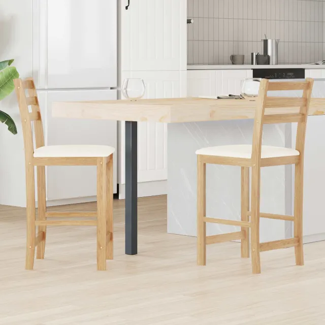 vidaXL Eettafelstoelen 2 st Massief Rubberhout Naturel Bruin