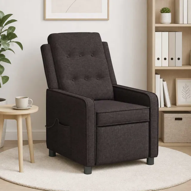 vidaXL Massage-relaxstoel Donkerbruin 65 x 93 x 102 cm Stof bruin, foto 2