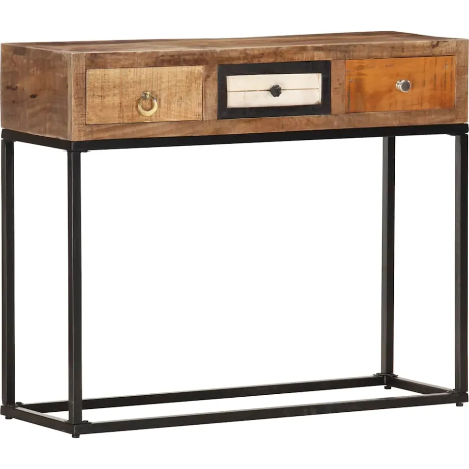 vidaXL Wandtafel 90x30x75 cm massief gerecycled hout goudkleurig, foto 3
