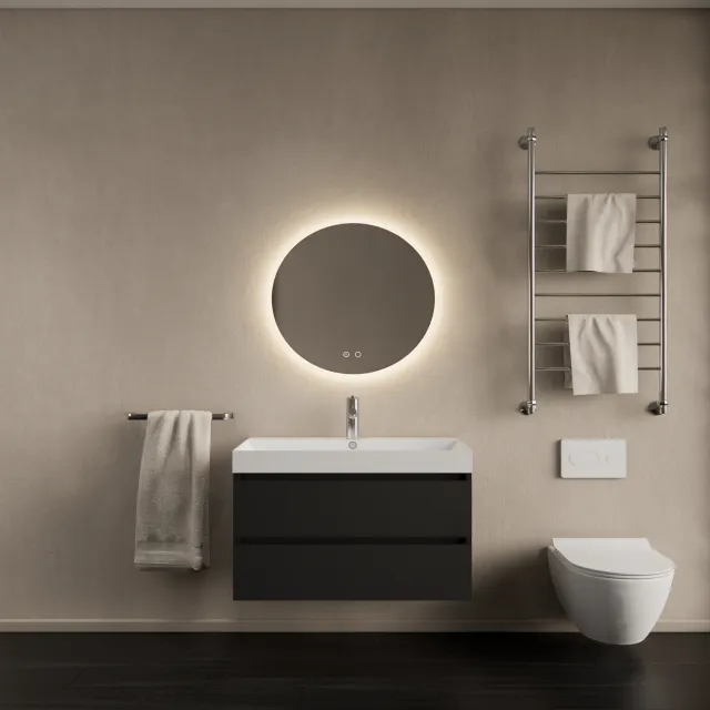 Gliss Design Badkamermeubelset Gliss Design Milan Met Lako Wastafel 80 cm Mat Zwart (Keuze Wastafel)