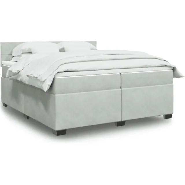 vidaXL Boxspring met matras fluweel lichtgrijs 200x200 cm grijs