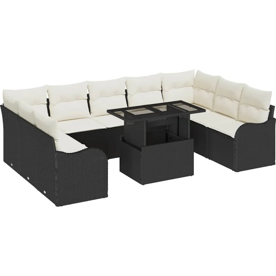 vidaXL Tuin Sofa Set 10 st Zwart Poly riet
