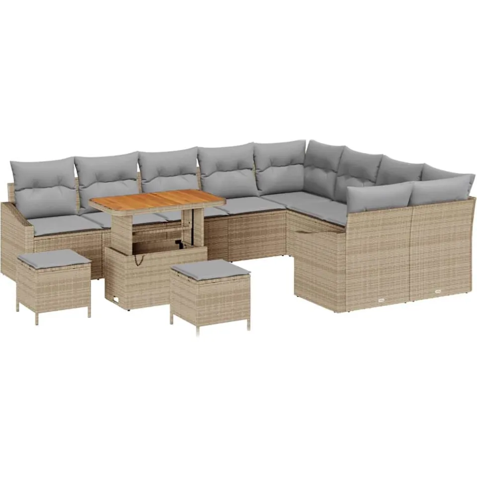 vidaXL Tuinbankenset 12 st Beige poly rattan