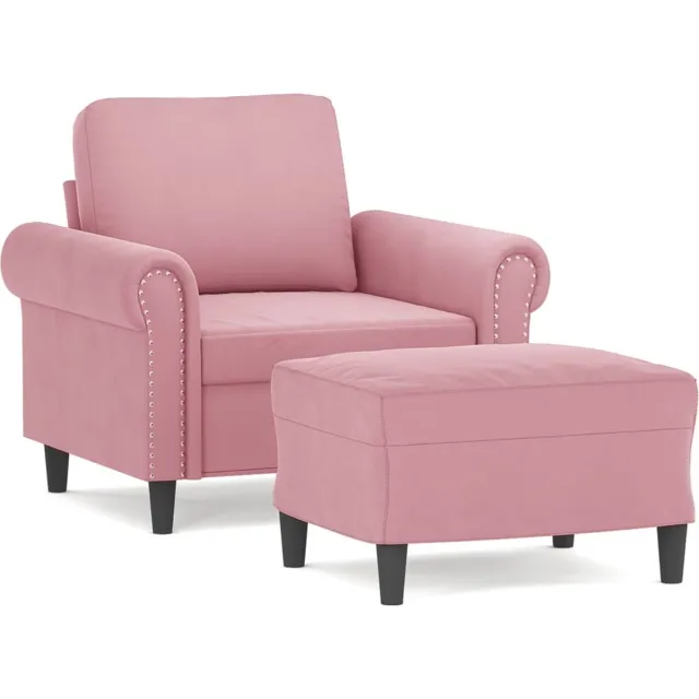 vidaXL Fauteuil - met - voetenbank - 60 - cm - fluweel - roze