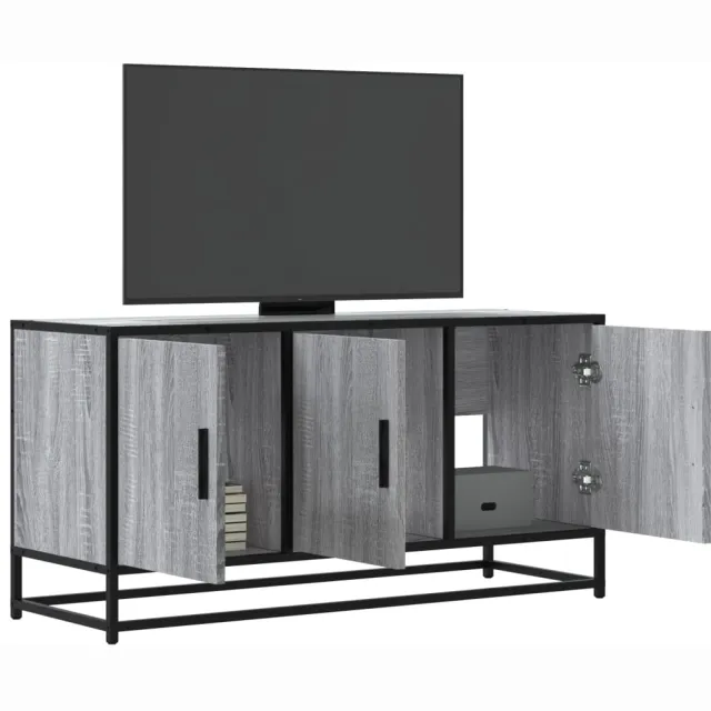 vidaXL Tv-meubel 100x35x50 cm bewerkt hout metaal grijs sonoma eiken, foto 2