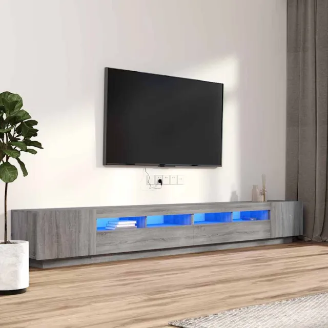 vidaXL 3-delige Tv-meubelset met LED's bewerkt hout grijs sonoma eiken, foto 2