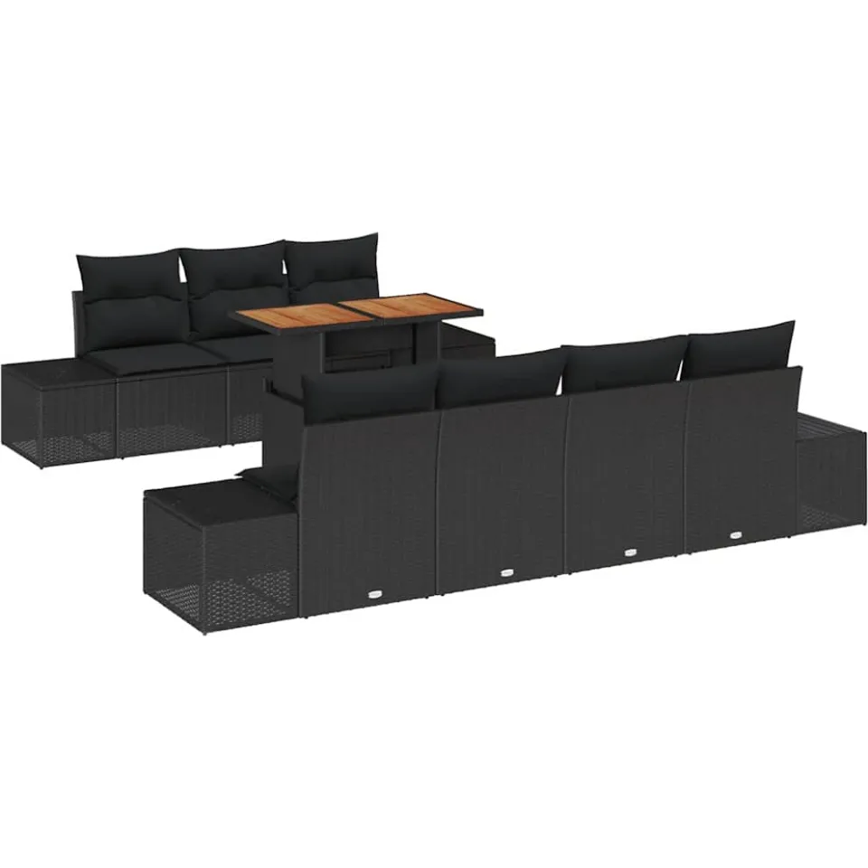 vidaXL Tuin Sofa Set 8 st Zwart Poly riet, foto 4