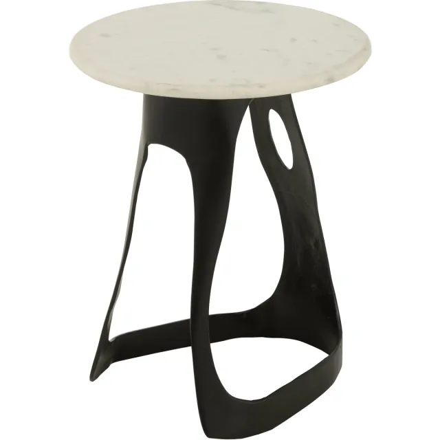 J-Line bijzettafel - aluminium/steen - zwart/wit - large Wit - Zwart