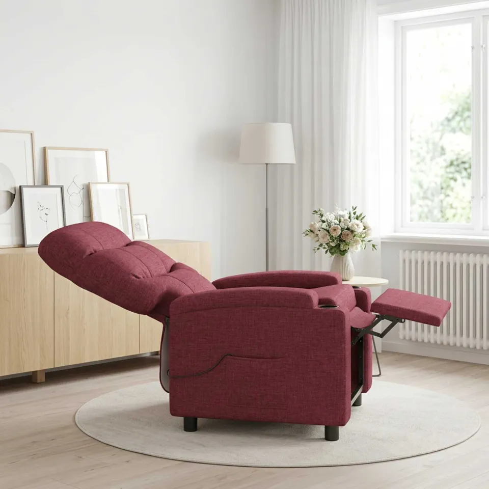vidaXL Massage-relaxstoel Wijnrood 75 x 93 x 102 cm Stof, foto 4