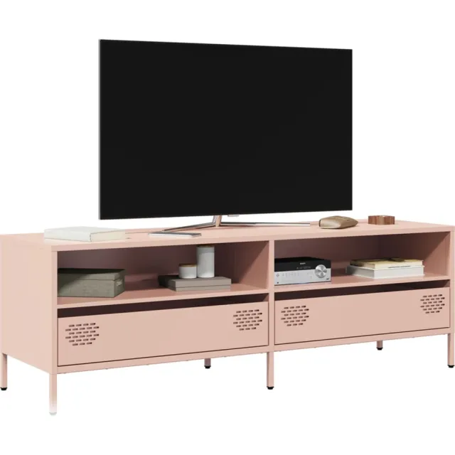 vidaXL Tv-meubel 135x39x43,5 cm koudgewalst staal roze