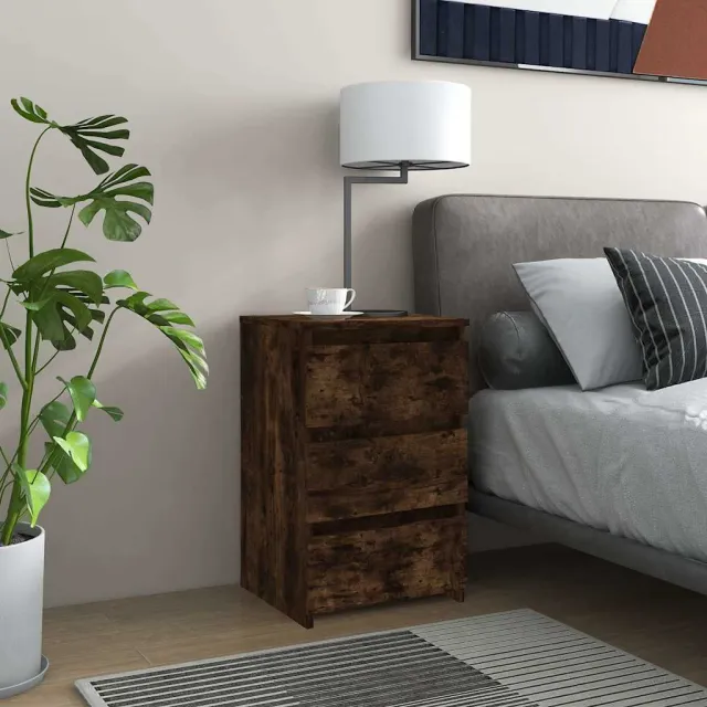 vidaXL Nachtkastje 40x35x62,5 cm bewerkt hout gerookt eikenkleurig, foto 2