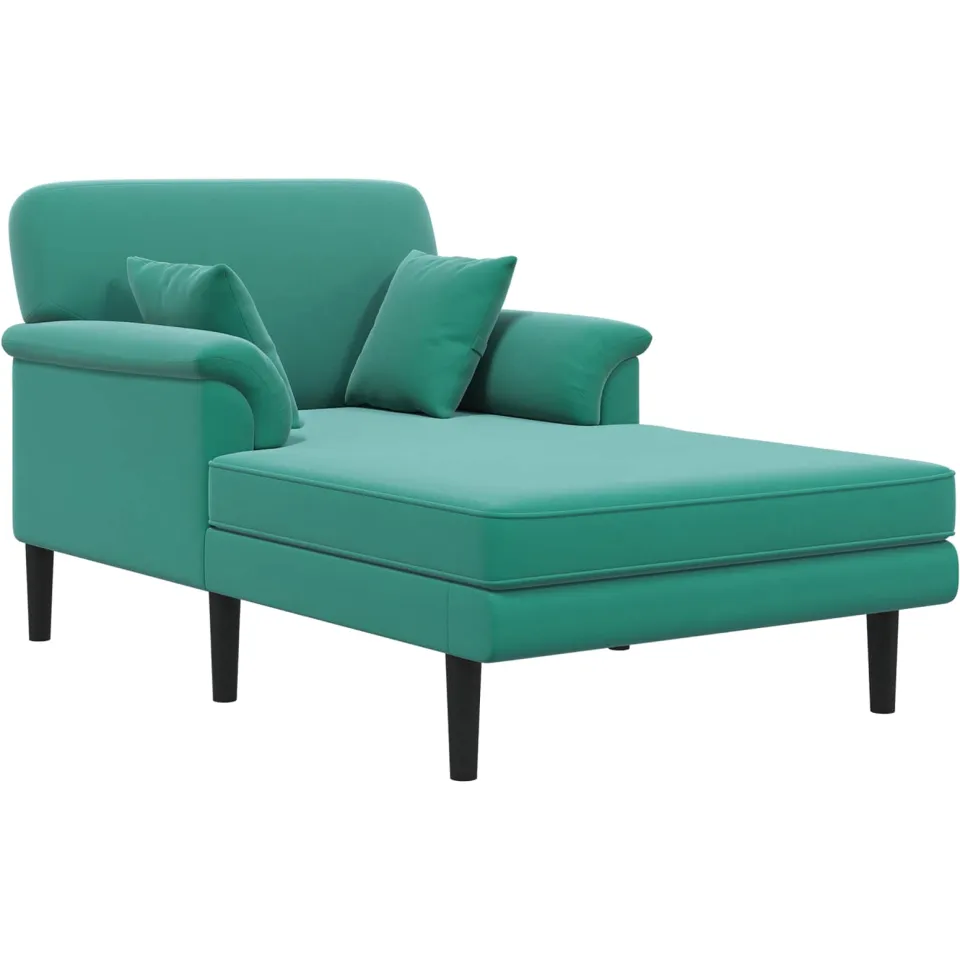 vidaXL Chaise longue Turquoise fluweel, foto 3