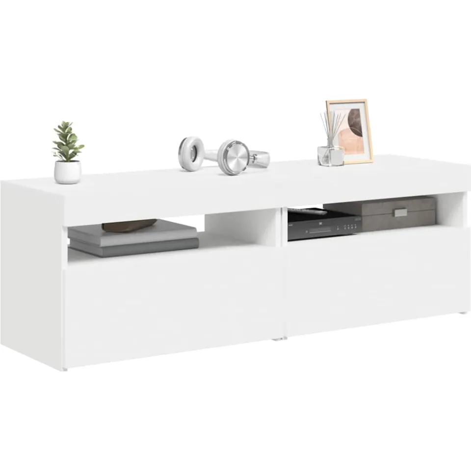 vidaXL Tv-meubelen 2 st met LED-verlichting 60x35x40 cm wit, foto 2