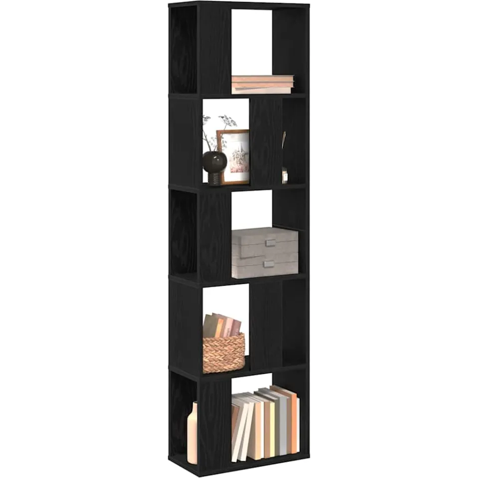 vidaXL Boekenkast 5.0-laags 45 x 23,5 x 162,5 cm Zwart Eiken