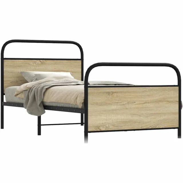 vidaXL Bedframe zonder matras bewerkt hout sonoma eikenkleur 90x190 cm
