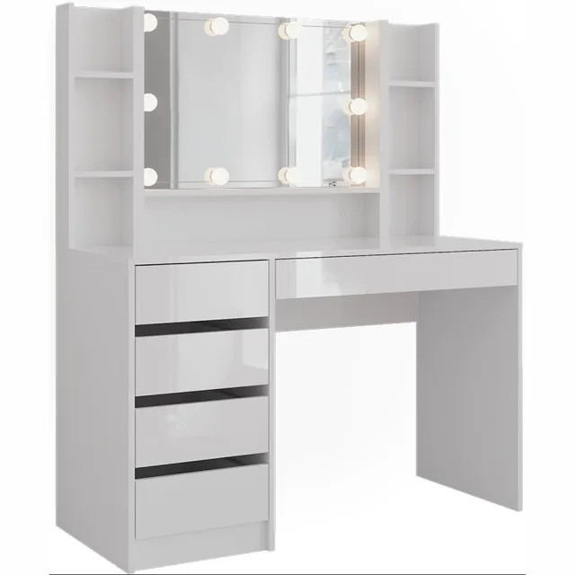 Vicco Kaptafel met licht Sherry, Wit/Wit Hoogglans, 119.8 cm met spiegel