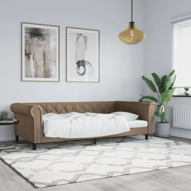 vidaXL Slaapbank 100x200 cm kunstleer cappuccinokleurig Bruin