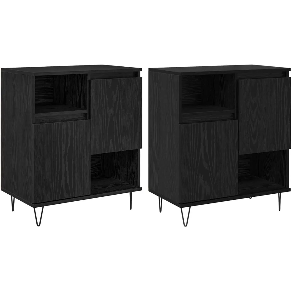 vidaXL Dressoir 2 st Zwart Eiken 60 x 35 x 70 cm, foto 3