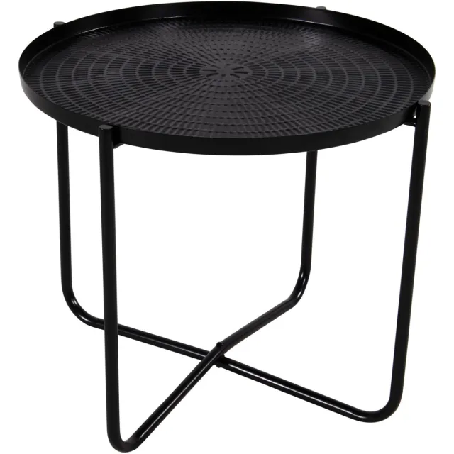 In And Outdoormatch Bijzettafel - Zwart - Ø40,5x35 cm - Staal matt black / matt black stand