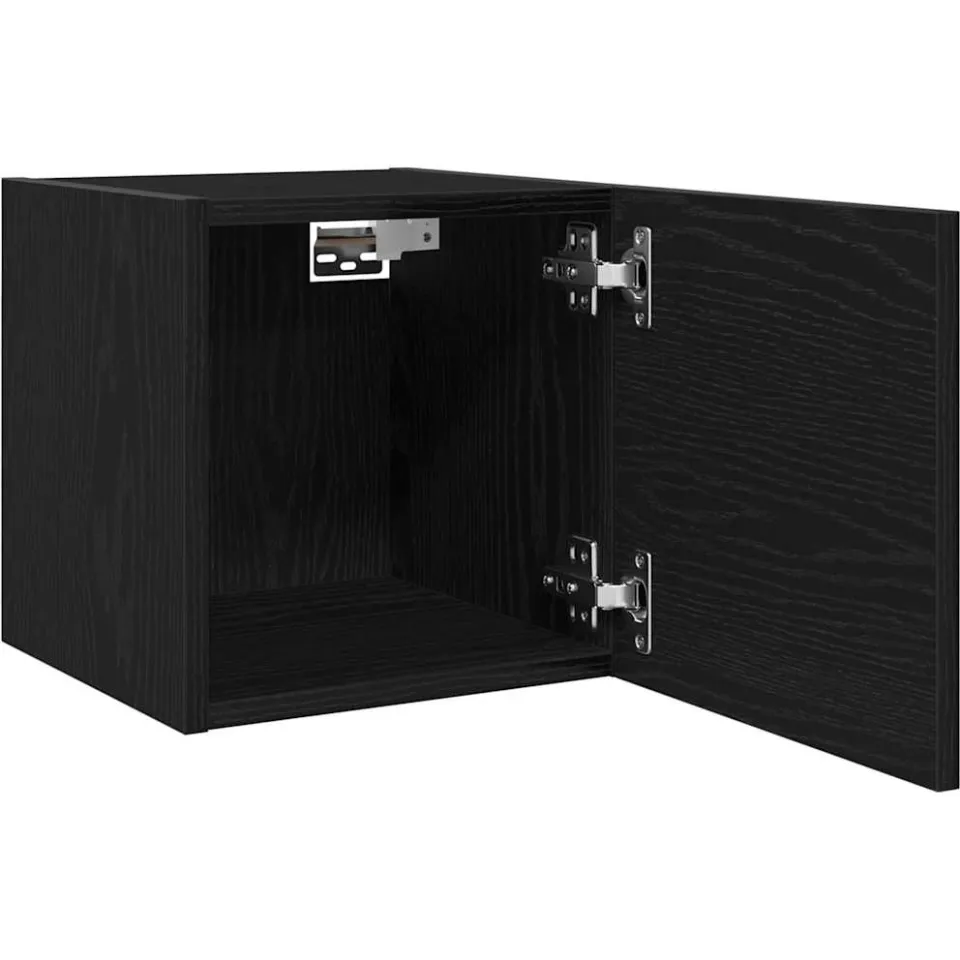 vidaXL Wandgemonteerde TV-kast 2 st Zwart eiken Bewerkt hout, foto 3