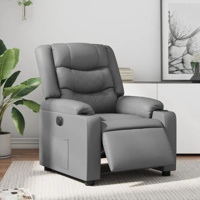 vidaXL Fauteuil verstelbaar elektrisch kunstleer grijs