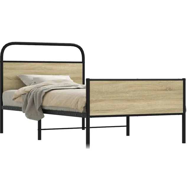 vidaXL Bedframe zonder matras bewerkt hout sonoma eikenkleur 90x200 cm
