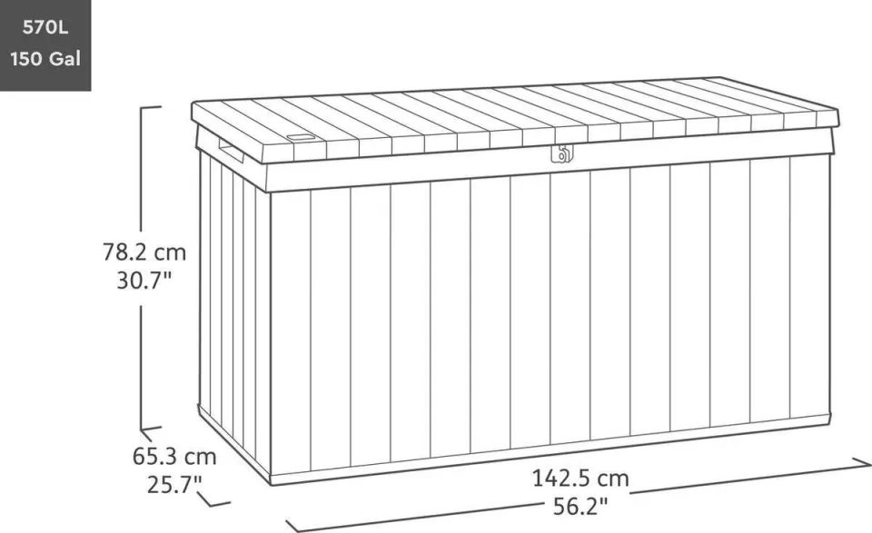 Keter Darwin Opbergbox - 570L - 142,5x65,5x78,2cm - Grijs, foto 4