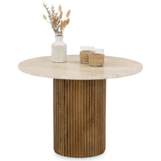 IDIMEX Salontafel MANDI met tafelblad van travertijn – bruin/beige