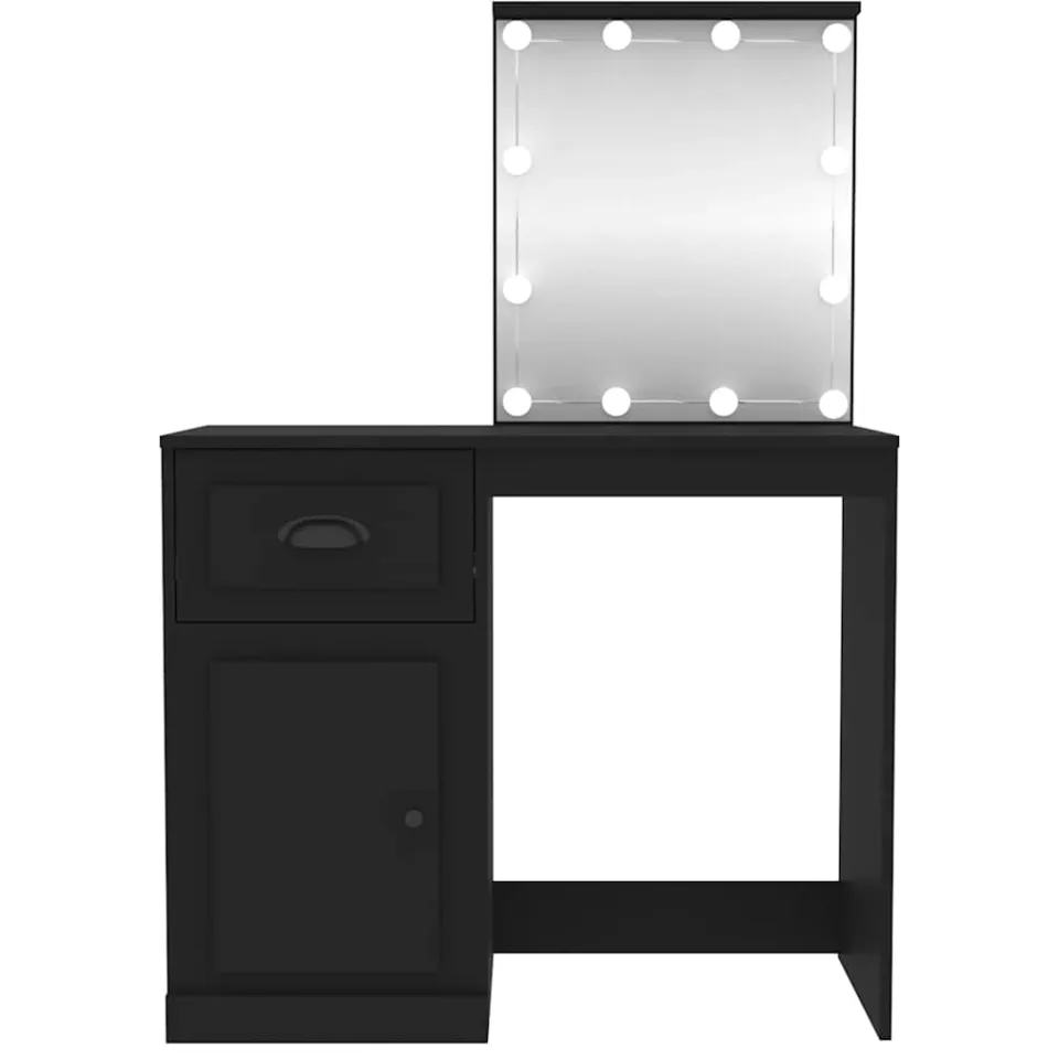 vidaXL Kaptafel met LED 90x50x132,5 cm bewerkt hout zwart, foto 3