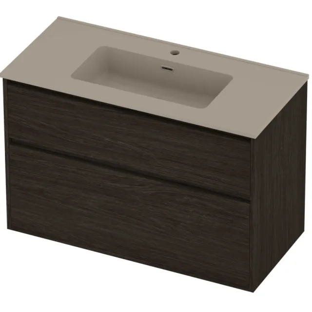 Proline Tribute Badmeubelset Porselein Elegant 1 Gat 100x46x67 cm Mat Crème Cotton Mokka Oak Eiken
