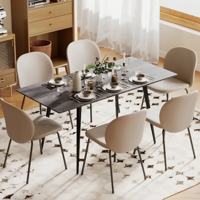 CHICFURN Eettafel 160 cm - 6-8 personen - Uitschuifbaar - Rechthoekig - Eetkamer en werkplek - Hout en metaal - Grijs