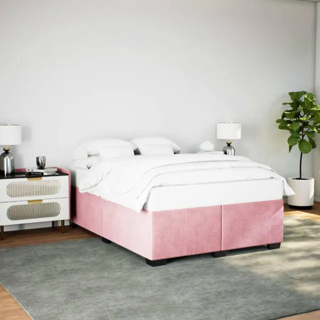 vidaXL Bedframe fluweel roze 140x200 cm