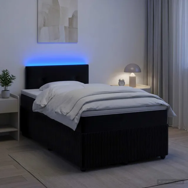 vidaXL Boxspringbed met matras Zwart 120 x 190 cm Fluweel