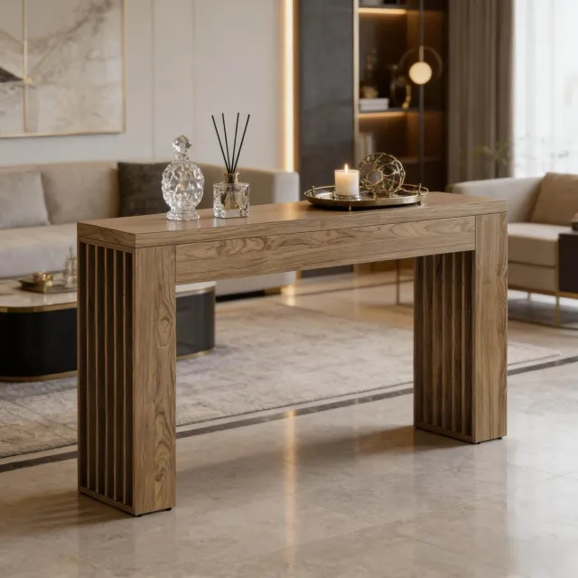 COVREO Sidetable 150 x 30 x 80 cm bruin, MDF met landelijke stijl
