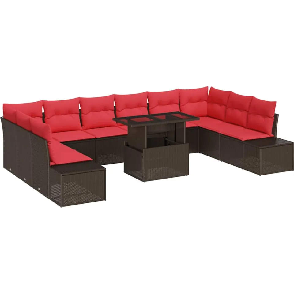 vidaXL Tuin Sofa Set 11 st Bruin poly rattan