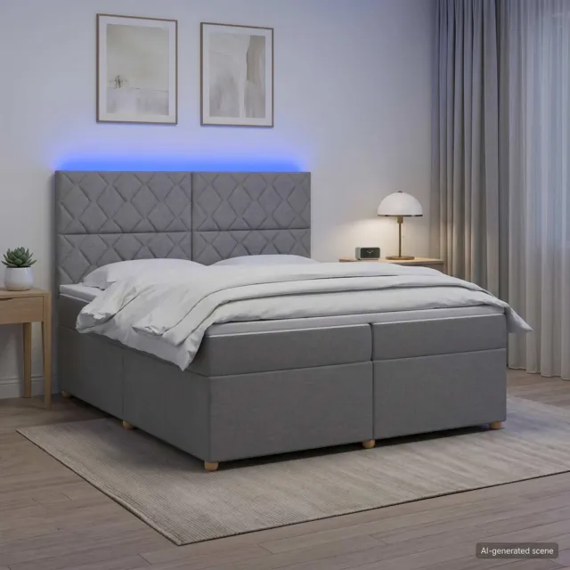 vidaXL Boxspringbed met matras Lichtgrijs 200 x 200 cm Stof