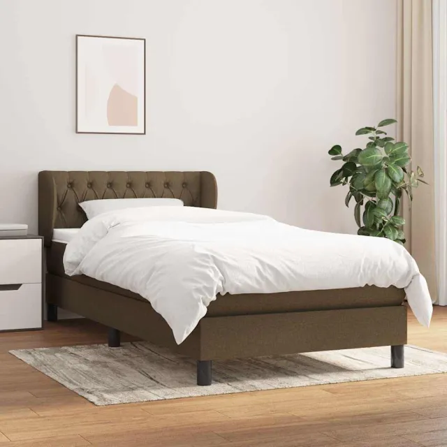 vidaXL Boxspring met matras stof donkerbruin 90x190 cm bruin