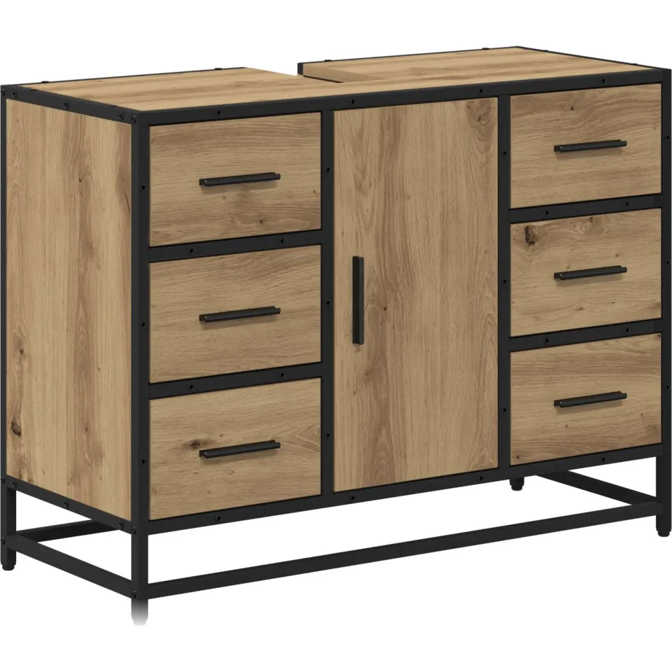vidaXL Badkamerkast Artisan Eiken 80 x 33 x 60 cm Bewerkt hout, foto 3