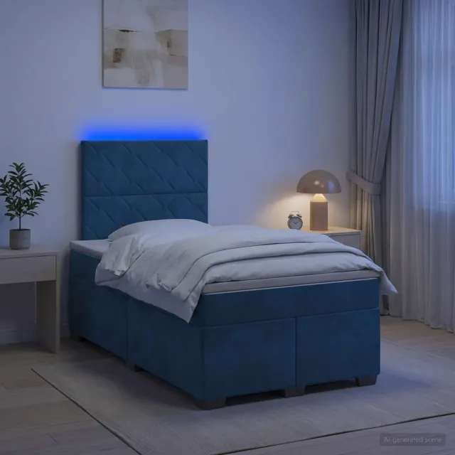 vidaXL Boxspringbed met matras Blauw 120 x 190 cm Fluweel